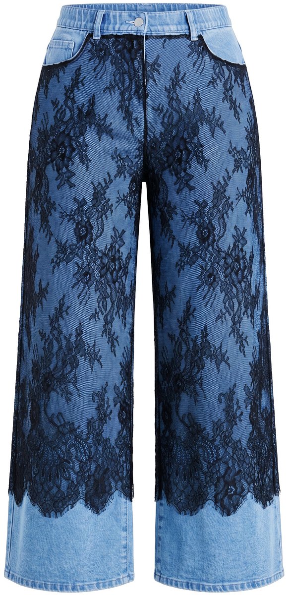 Ulla Popken - Dames - Jeans Mary kant extra wijd uitlopende pijpen - Licht blauw denim - Maat 62
