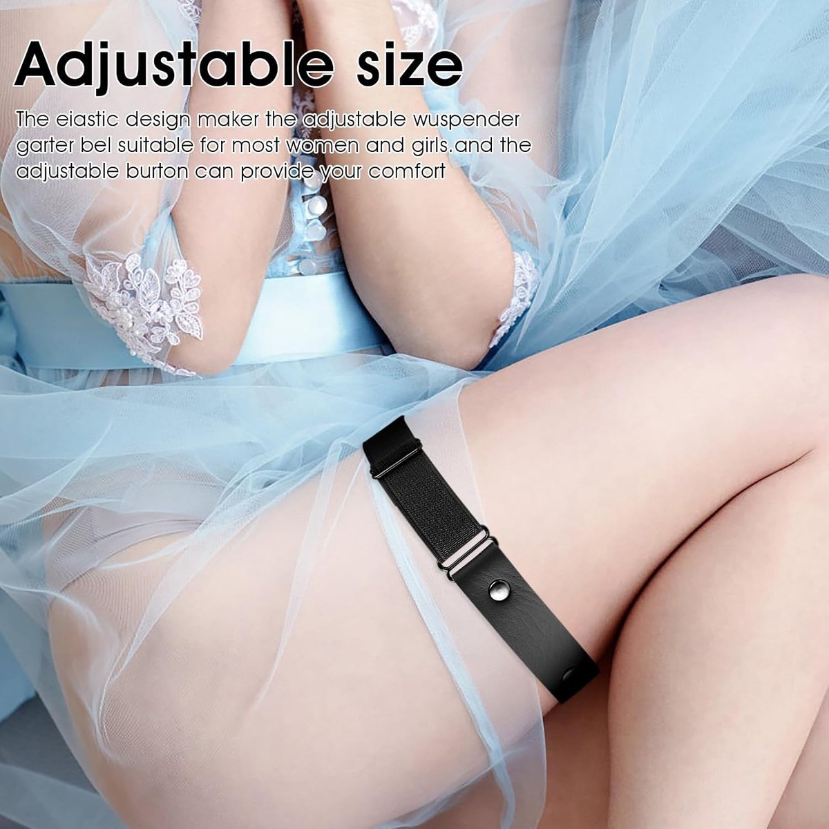 4 Stuks Dames Verstelbare Leren Dijen Garter met Hartvormige Clips voor Punk en Goth Stijl Dijenhoge Sokken (Zwart)