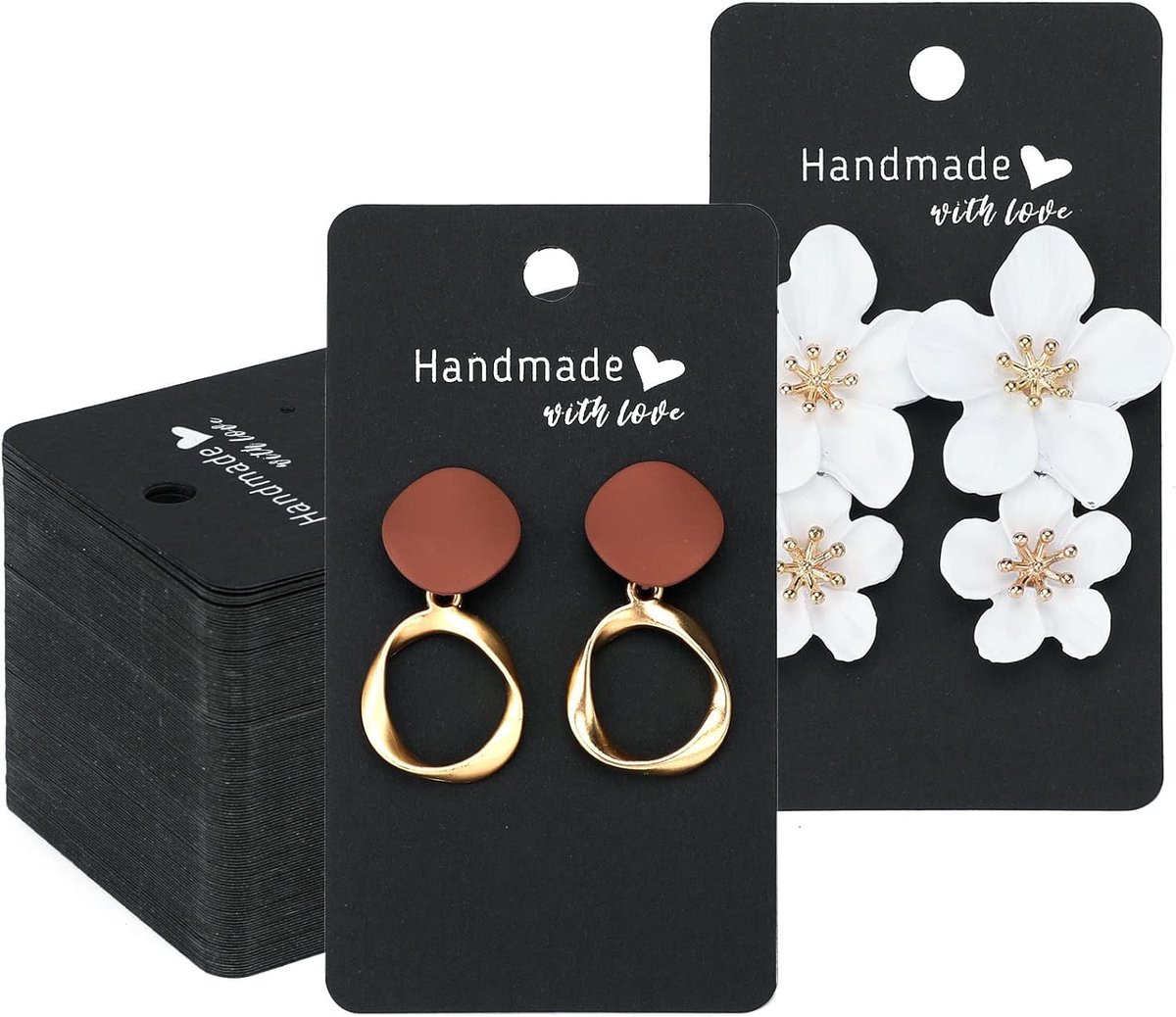 200 Stuks Kraft Papier Oorbellenkaarten 5 x 9 cm voor Sieraden, Stud Oorbellen en Accessoires