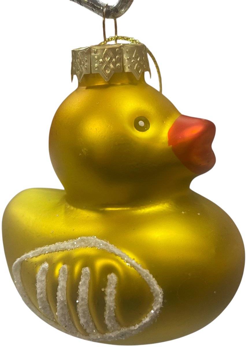 Badeend Kerstbal Ducky – Geel – Glazen Kersthanger – 8 x 7 x 7 cm