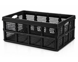 HEM Vouwkrat 32L Zwart – Opvouwbare Opbergkrat – Boodschappenkrat Voor Auto & Thuis – 50×35×25 cm