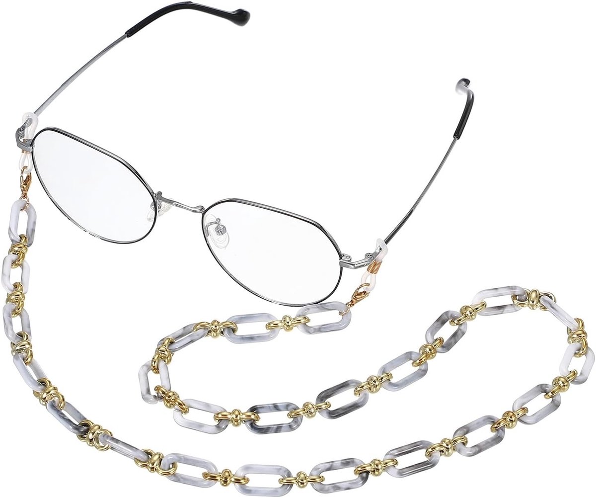 Elegante brillenketting met ovale parels voor mannen en vrouwen, anti-verlies koorden voor zonnebrillen en brillen, marmerdesign en stijlvol accessoire