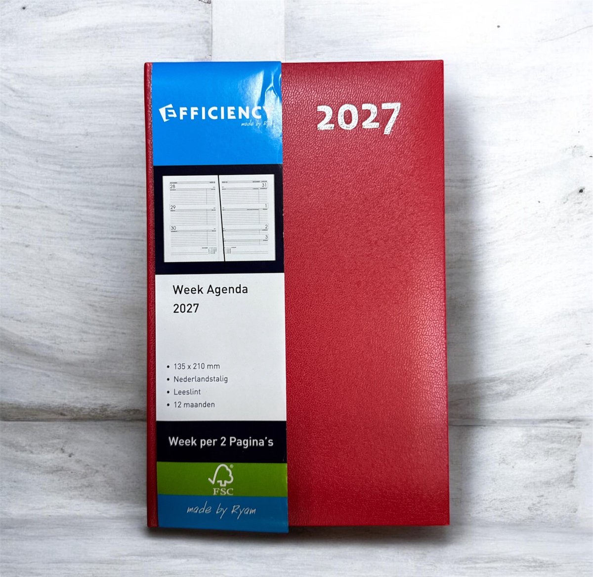 Bureau Agenda 2027 Made by Ryam ROOD 1 week op 2 pagina's (13.5cm x 21cm)