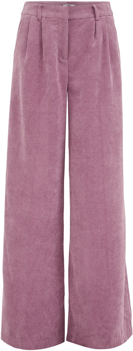 WE Fashion Dames wide leg corduroy broek met dubbele bandplooi