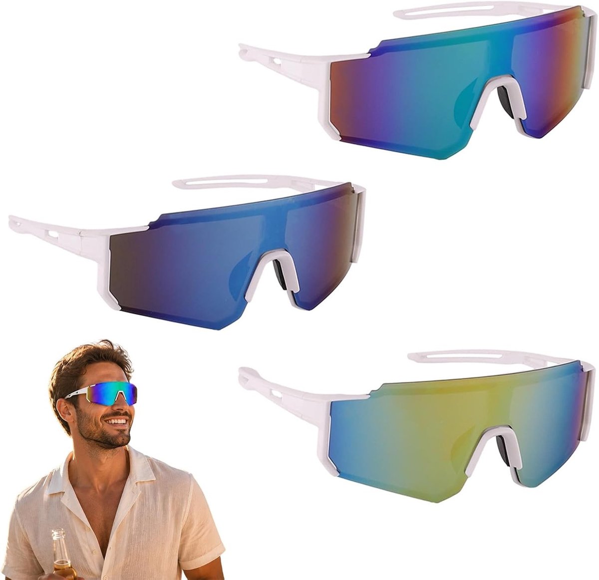 Zonnebril voor Sport en Fietsen, Gepolariseerde Sportbril voor Mannen en Vrouwen - 400 UV Bescherming, Lichtgewicht en Comfortabel, Perfect voor Buitenactiviteiten en Fietstochten