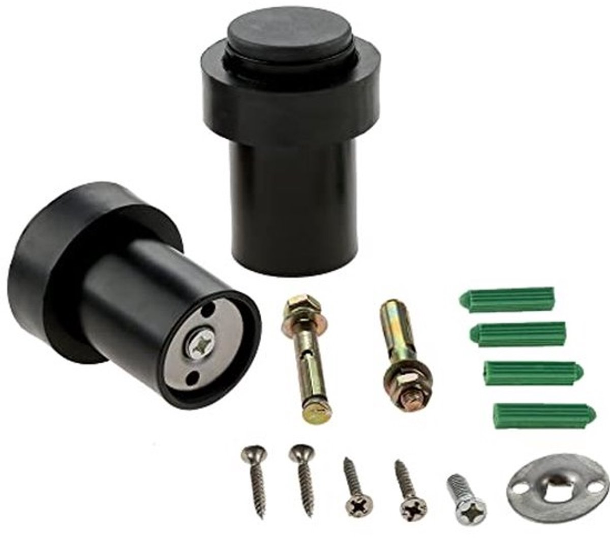 Deurstopper RVS - 2X Zware Vloer Gemonteerde Deurstoppers met Rubber Buffers