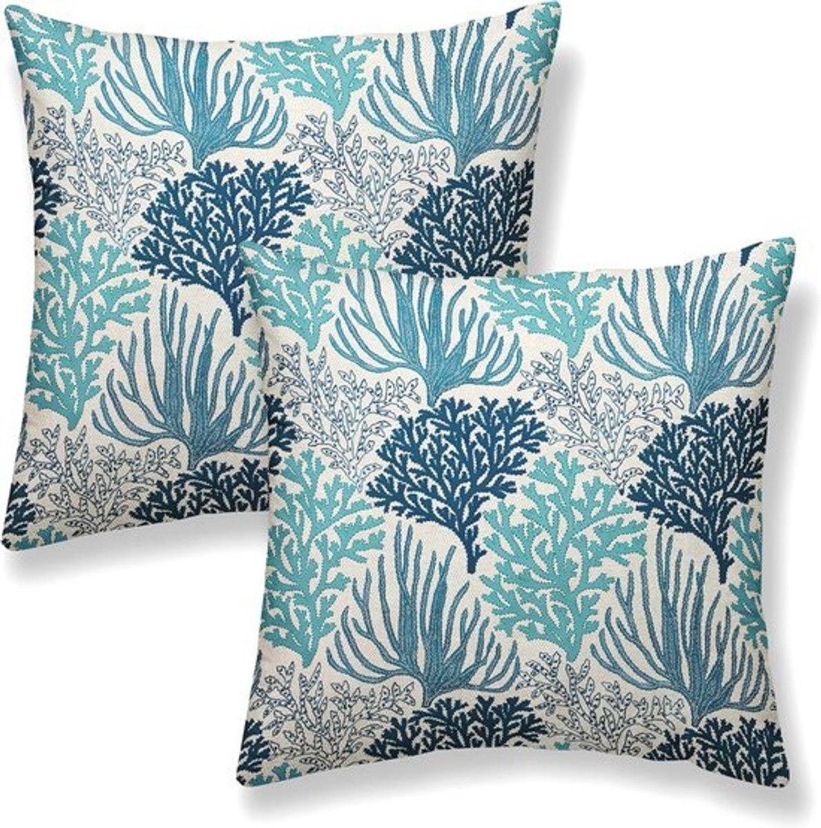 Marineblauwe decoratieve kussenslopen 50 x 50 cm - 2 stuks voor nautisch zomer thema