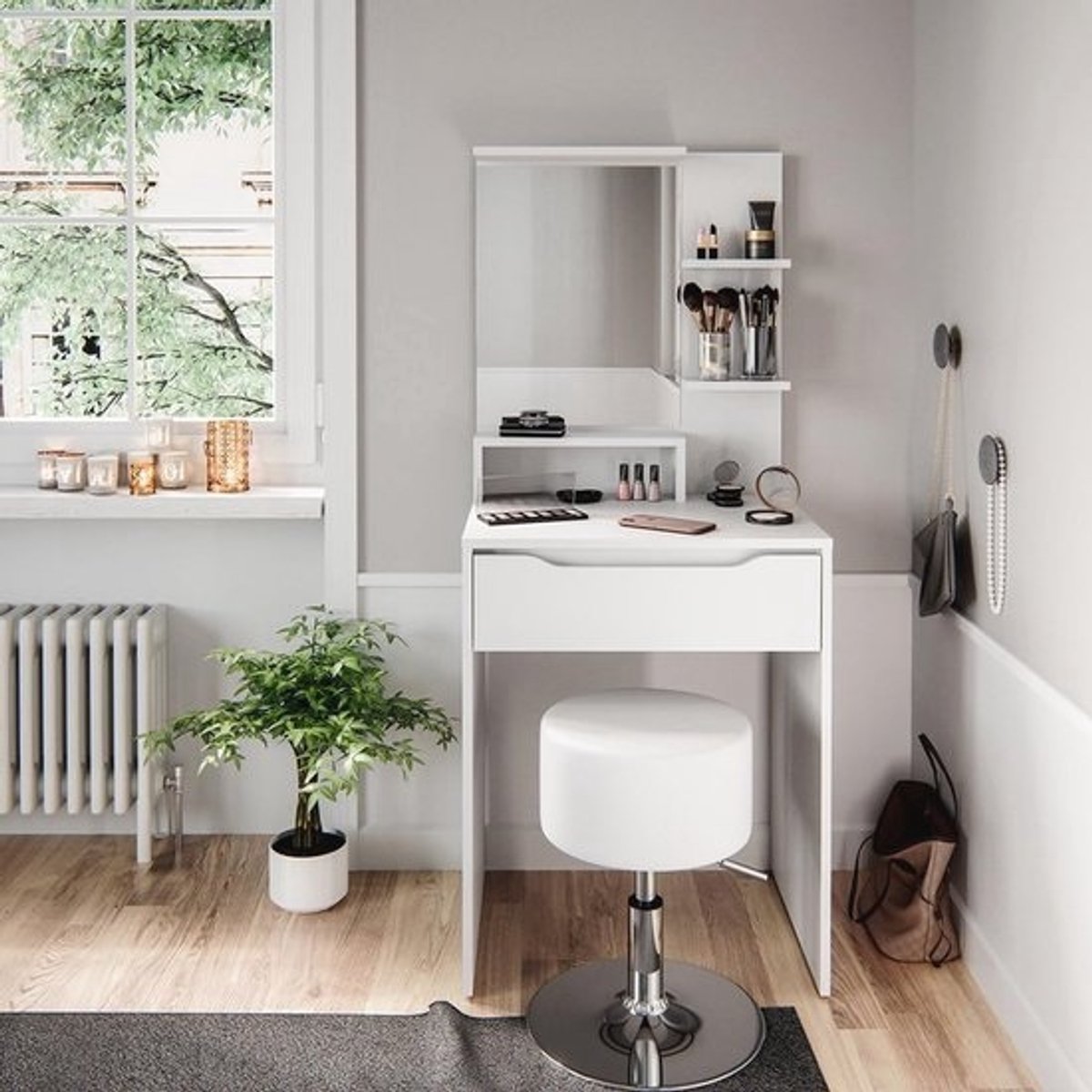 Stijlvolle Kaptafel met Licht en Opbergruimte – 60 cm