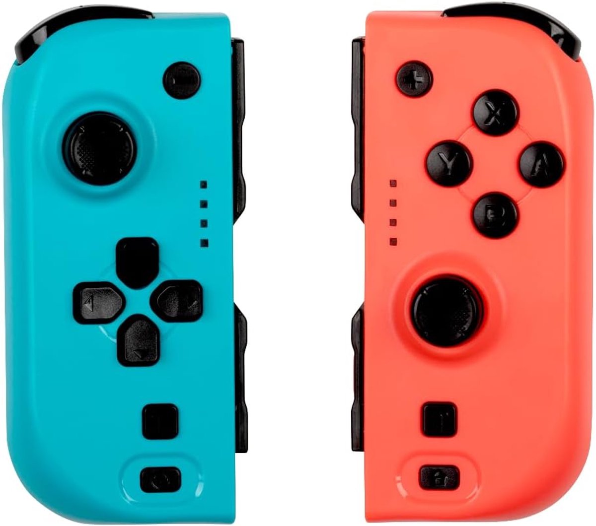 Joypads Controller-paar voor Nintendo Switch en Switch OLED - 8 uur batterijduur - trillingsfunctie - blauw en rood
