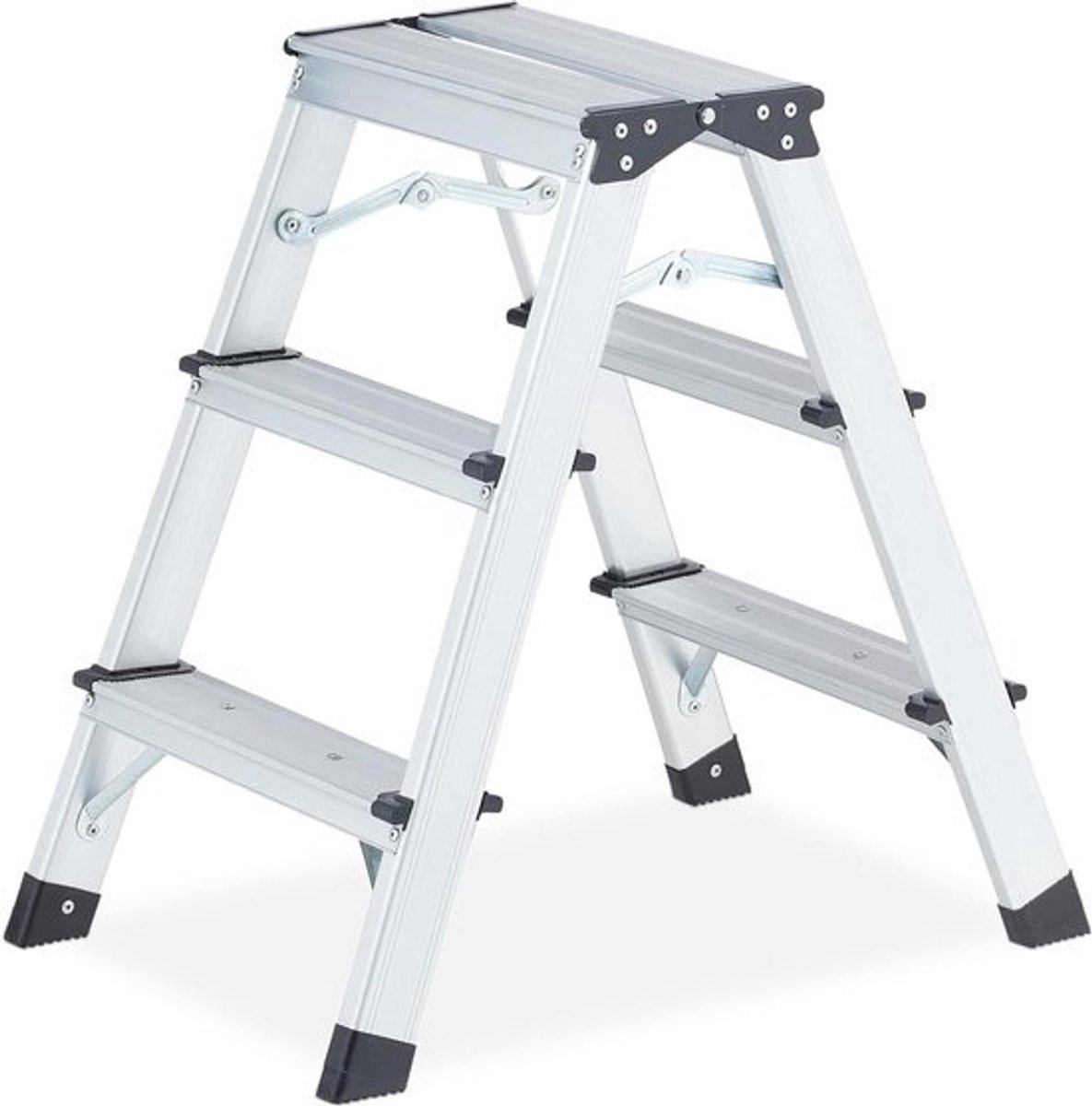 Aluminium inklapbare dubbele trap - lichtgewicht huishoudtrap tot 120 kg - 3 treden