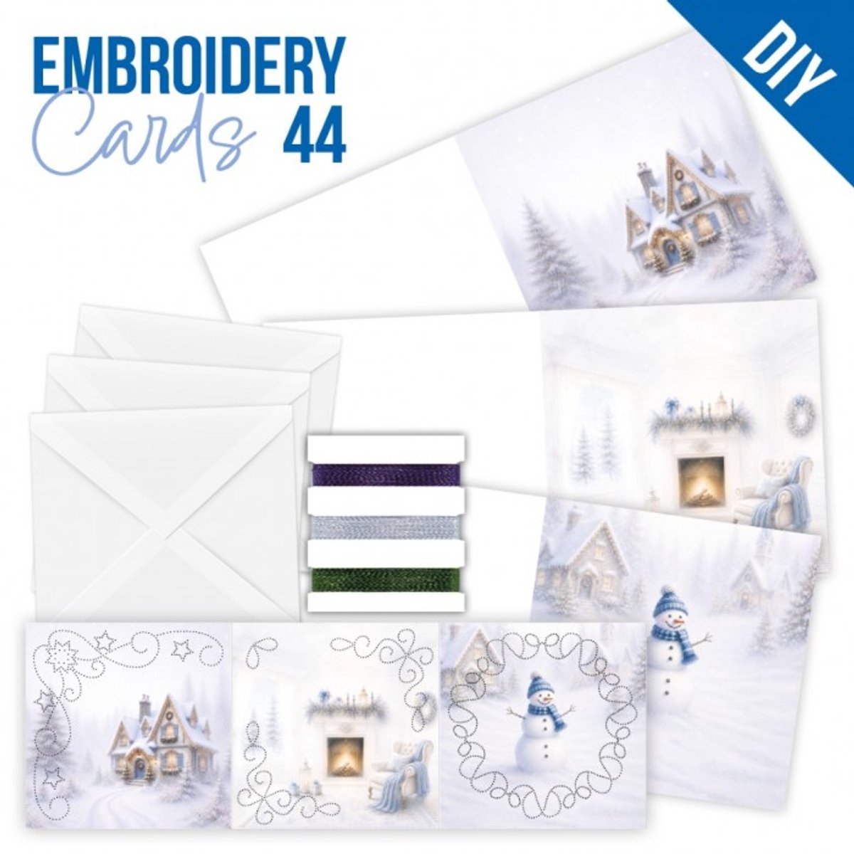 Stitch and Do Cards 44 - Blue Christmas Feelings - Stitch and Do borduursets incl. borduurgaren - Gratis verzonden - STDOPP044