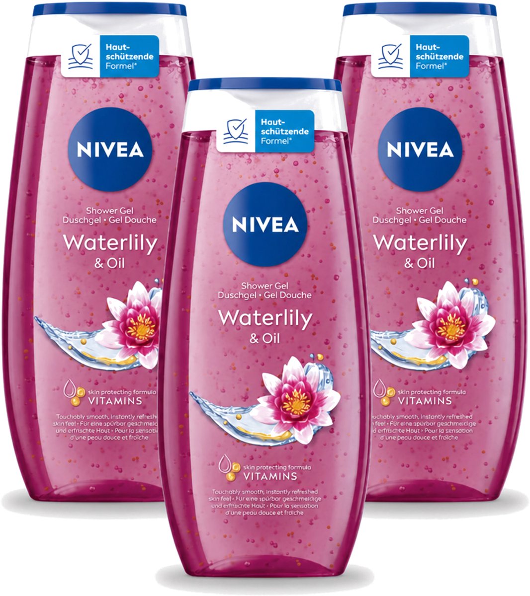 3 x Nivea – Douchegel – Waterlily & Oil – 250 ml - Voordeelverpakking - 3 stuks