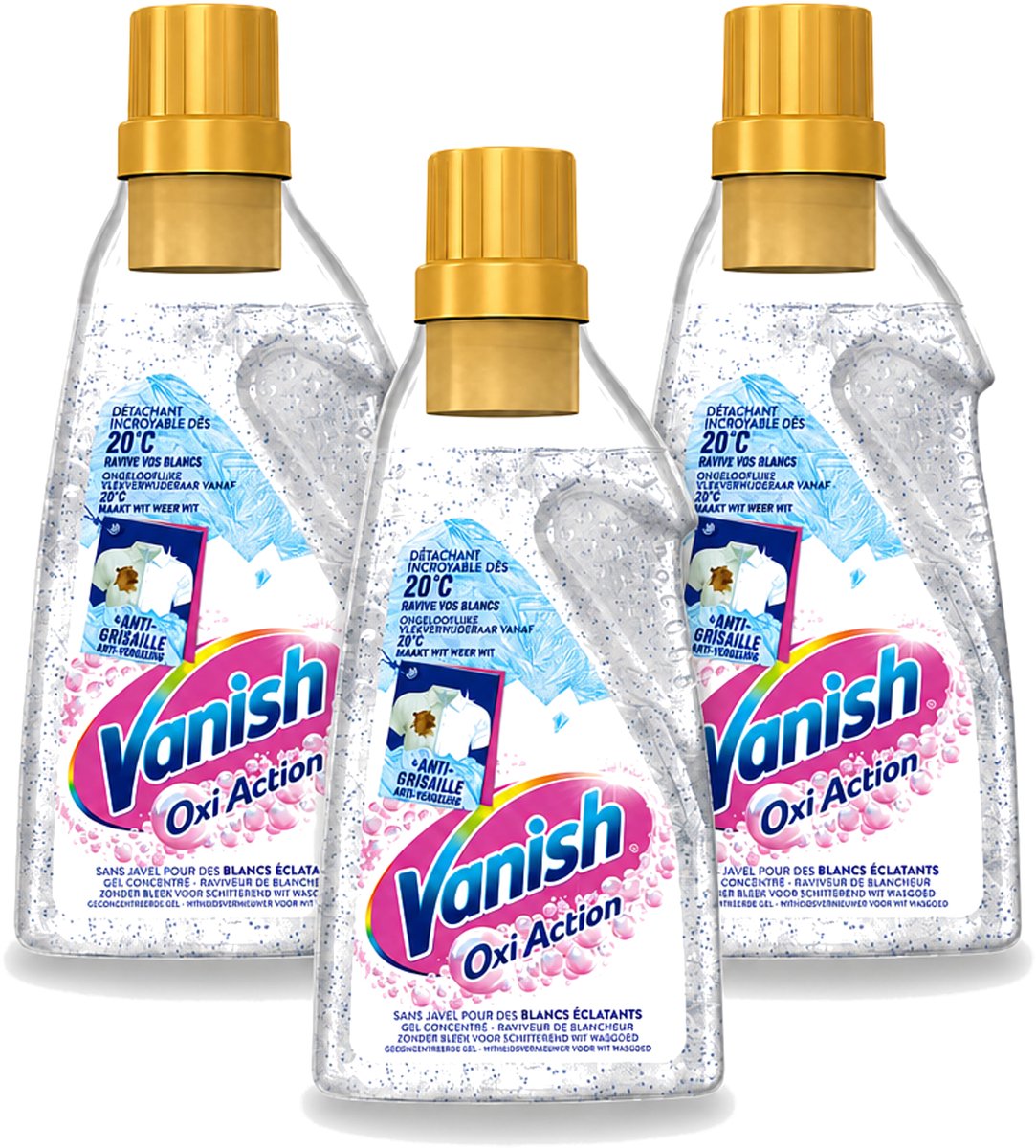 3 x Vanish – Wasbooster Gel – Oxi Action Whitening – 750 ml - Voordeelverpakking - 3 stuks