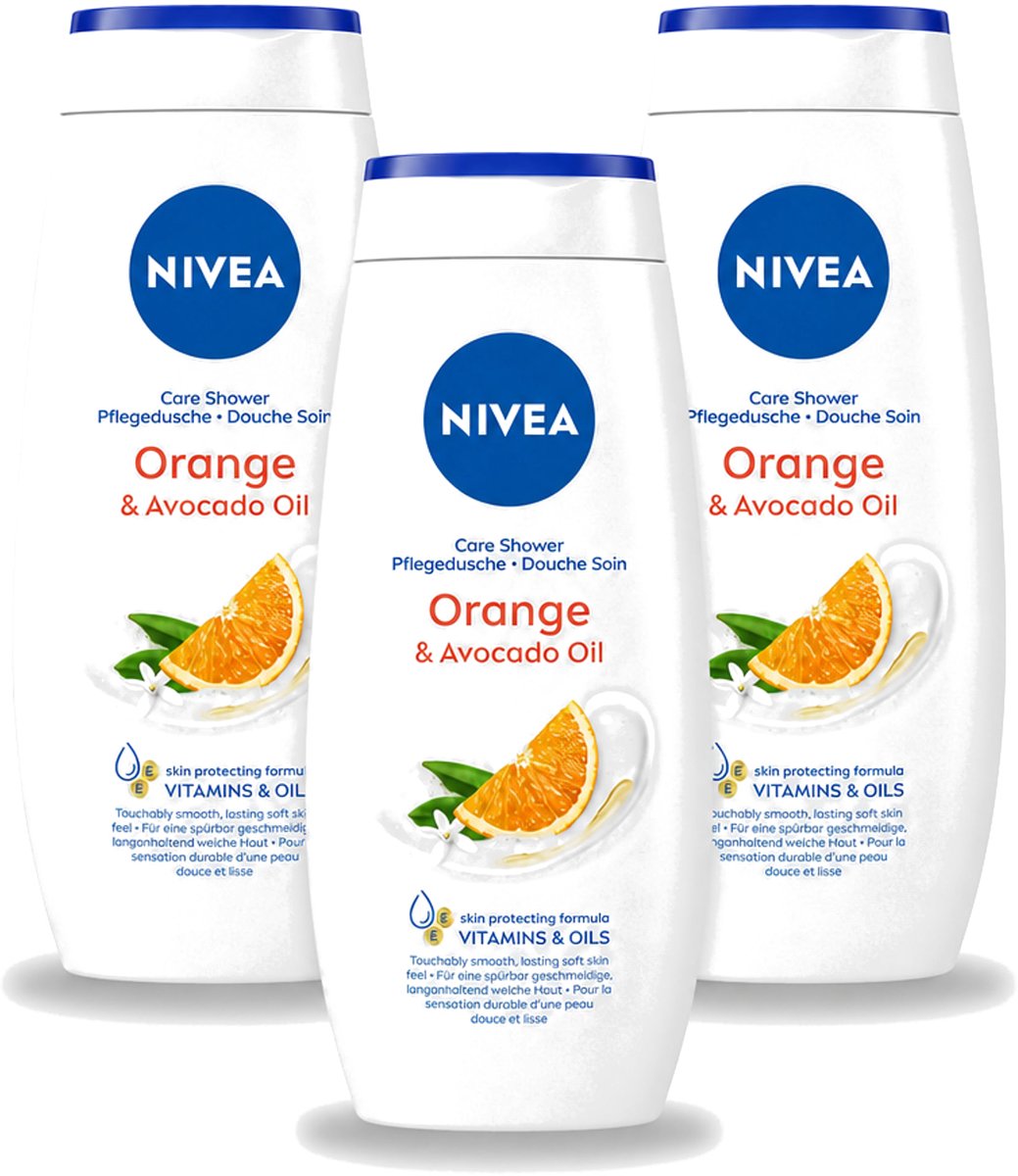 3 x Nivea - Douchegel - Orange - Voelbaar Gladde Huid - 250 ml - Voordeelverpakking - 3 stuks