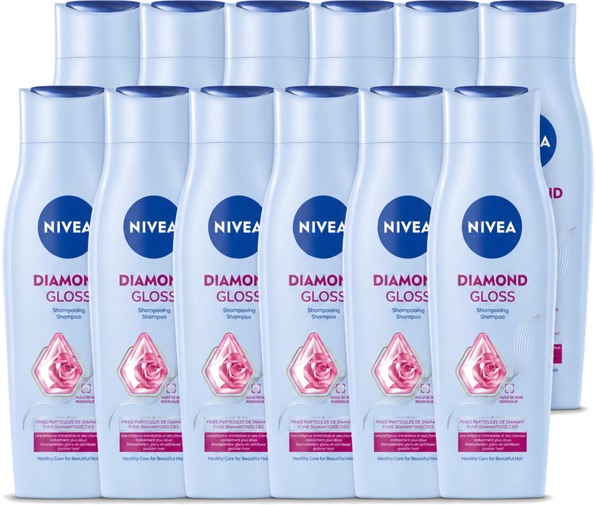 12 x Nivea - Shampoo - Diamond Gloss - 250 ml - Voordeelverpakking - 12 stuks