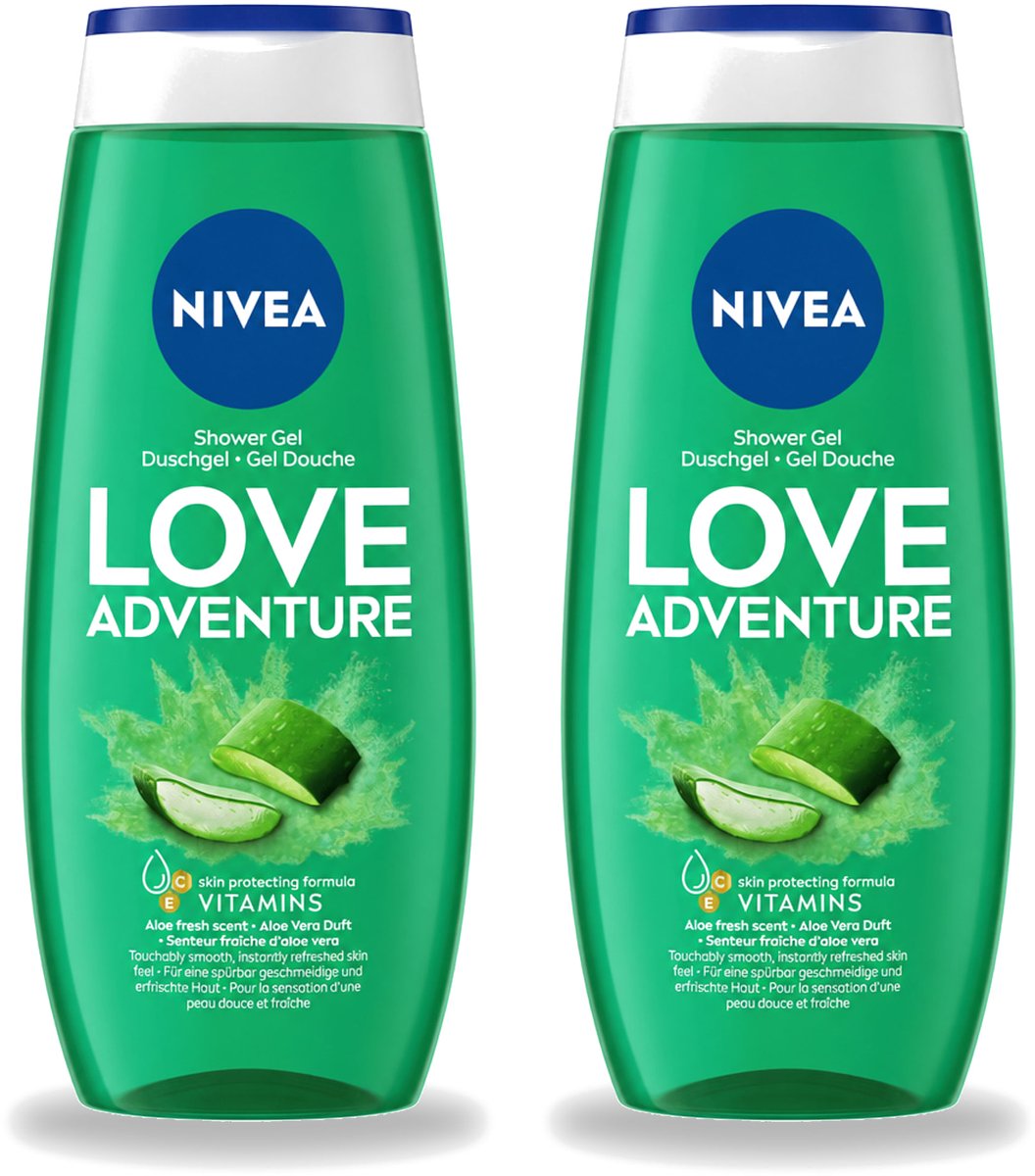 2 x Nivea - Love Adventure Douchegel - Huidbeschermend - 250 ml - Voordeelverpakking - 2 stuks