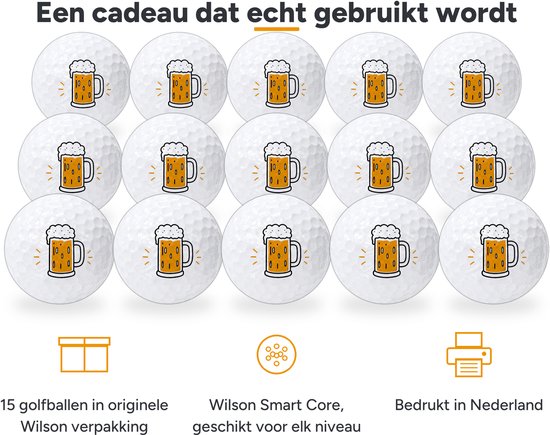 Wilson Golfballen Biertje - Feest Golf Cadeau - 15 stuks - Golfbal met Opdruk van Wilson — afbeelding 2