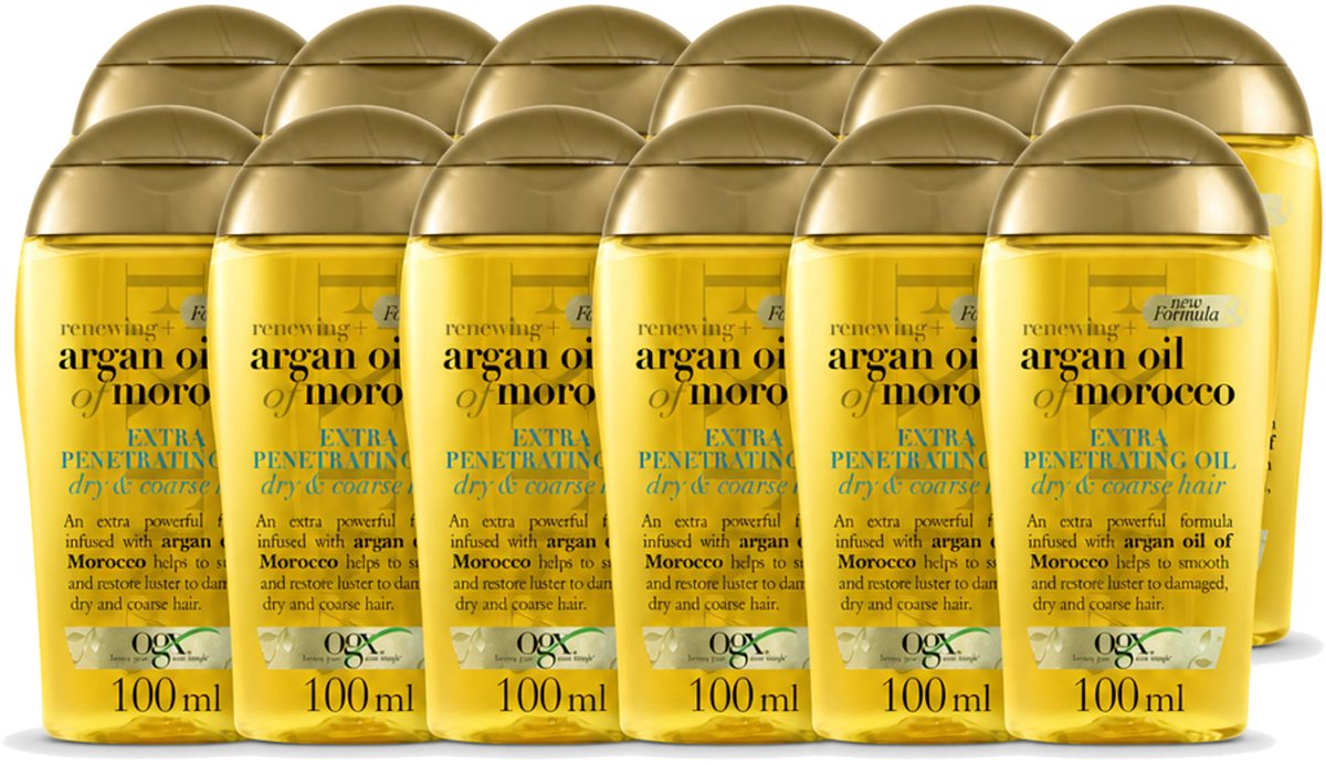 12 x OGX – Haarolie – Argan Oil of Morocco Extra Penetrating – Verzorgend - Voordeelverpakking - 12 stuks