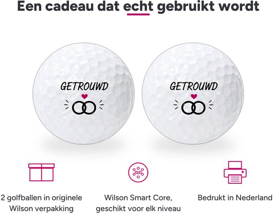 Golfballen Getrouwd - Huwelijk Golf Cadeau - 2 stuks - Wilson - Golfbal met Opdruk van Wilson — afbeelding 3