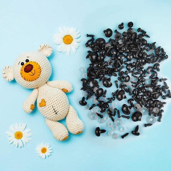 Veiligheidsogen voor Haakdieren, Zwarte Amigurumi Ogen van 6-20mm voor Creatief Haken en DIY Projecten — afbeelding 3