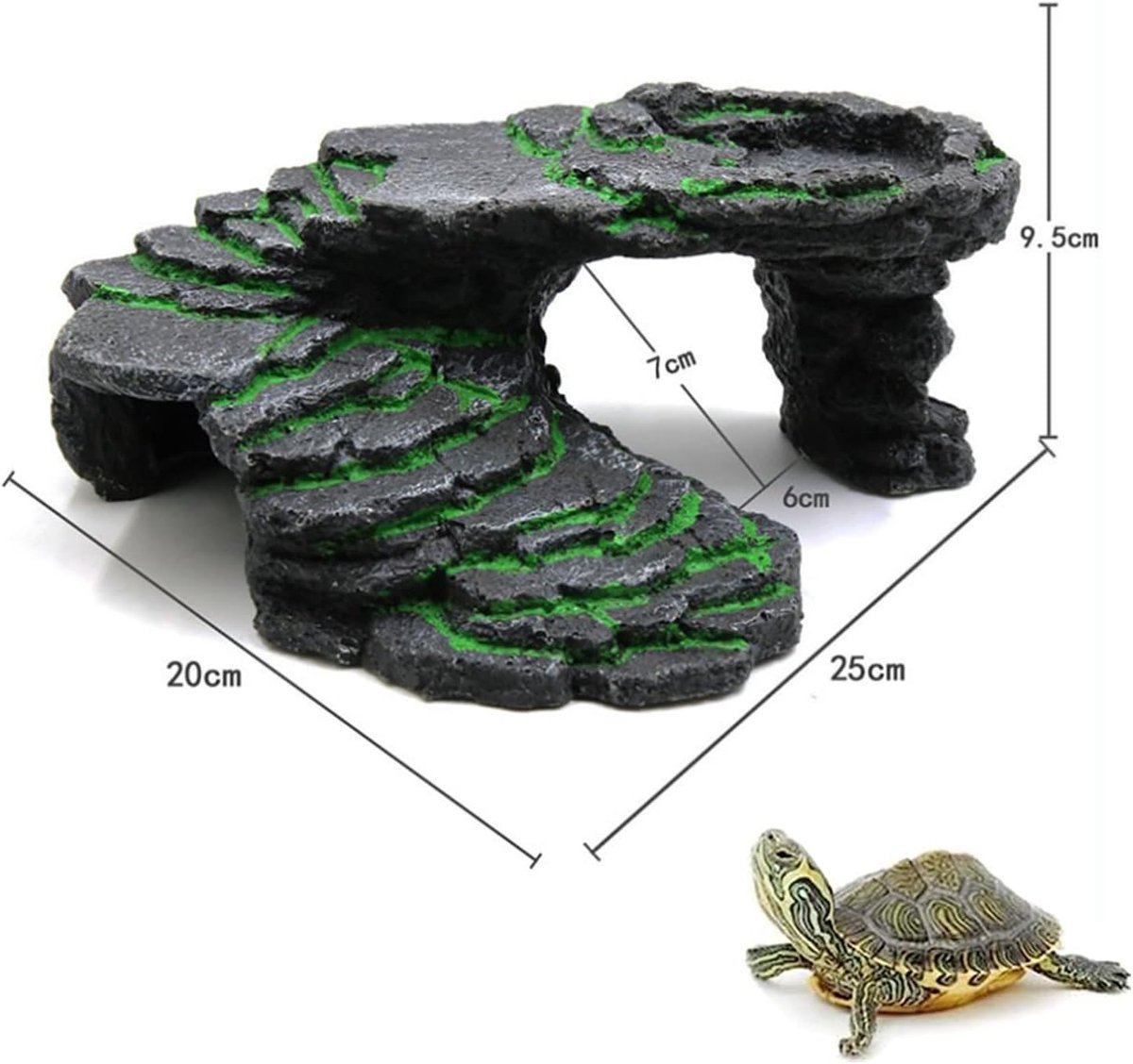 Basking Platform Reptielen Simuleert Rock Habitat Terrarium Verstopplaats Hars Rotsverstopplaats Grot met Voedingsschalen voor Reptielen Hagedissen Kikkers Kameleons Aquarium
