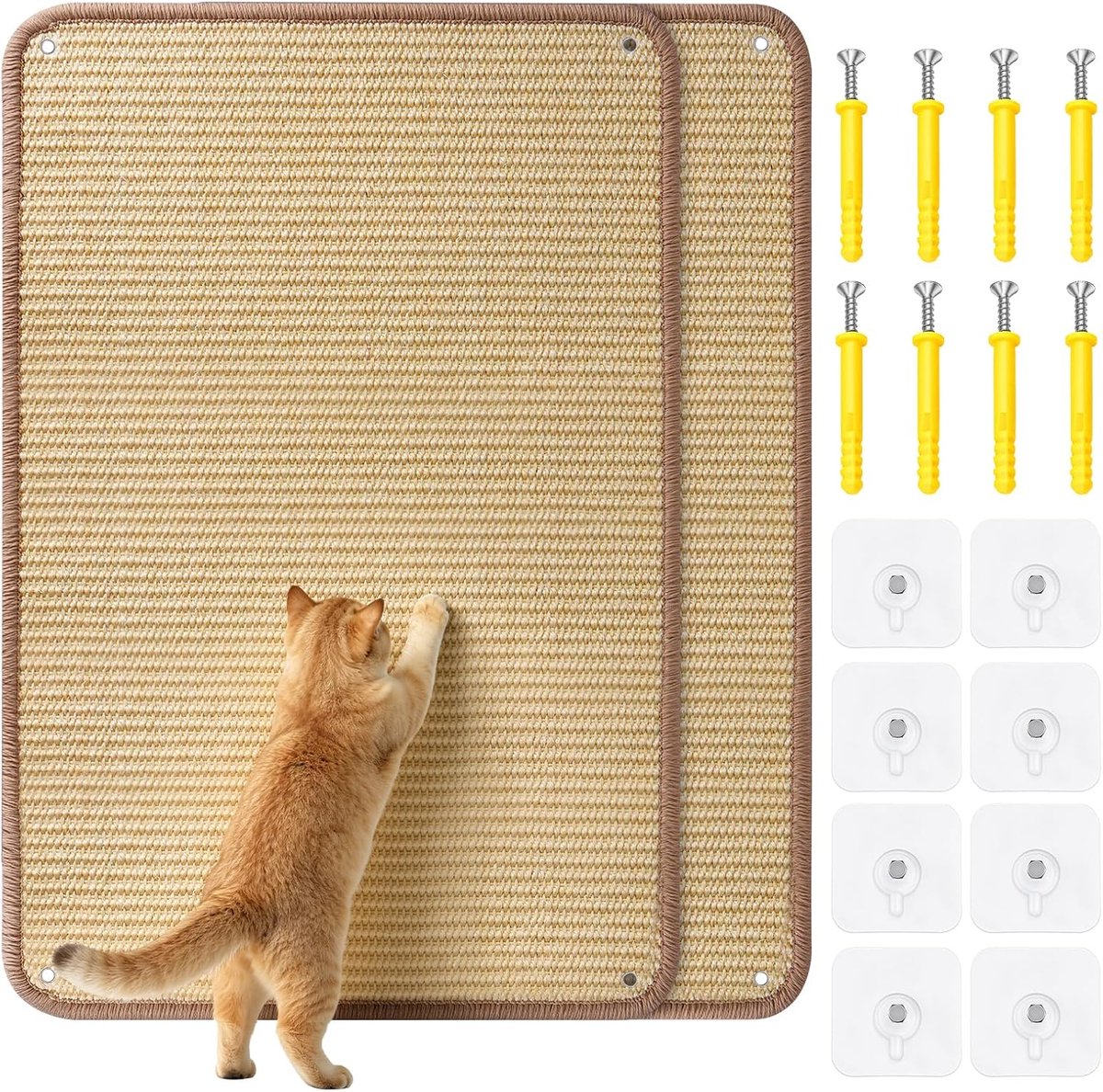 Krabmat Voor Katten, Muurbeschermingsmat, 2 Stuks, 40X60 Cm, Natuurlijke Sisal Krabmat, Krasbescherming Voor Bank, Meubels En Muur