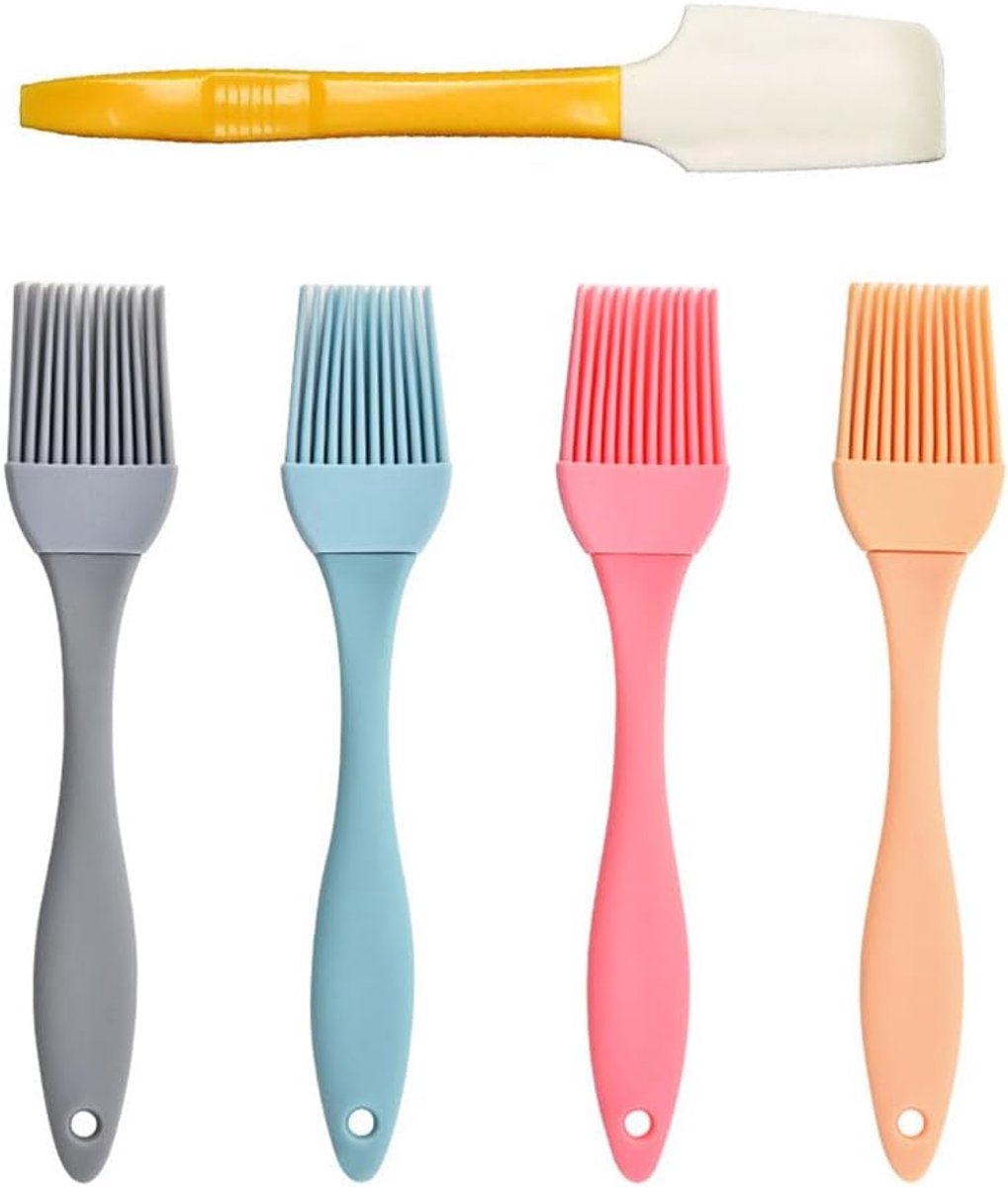 4 stuks siliconen kwast met botermes, bakkwast, grill-keukenkwast, bakborstel, grillkwast, keukenkwast, knutselkwast, hittebestendig olieborstel, jammes, keuken, kookkwast, taartborstel