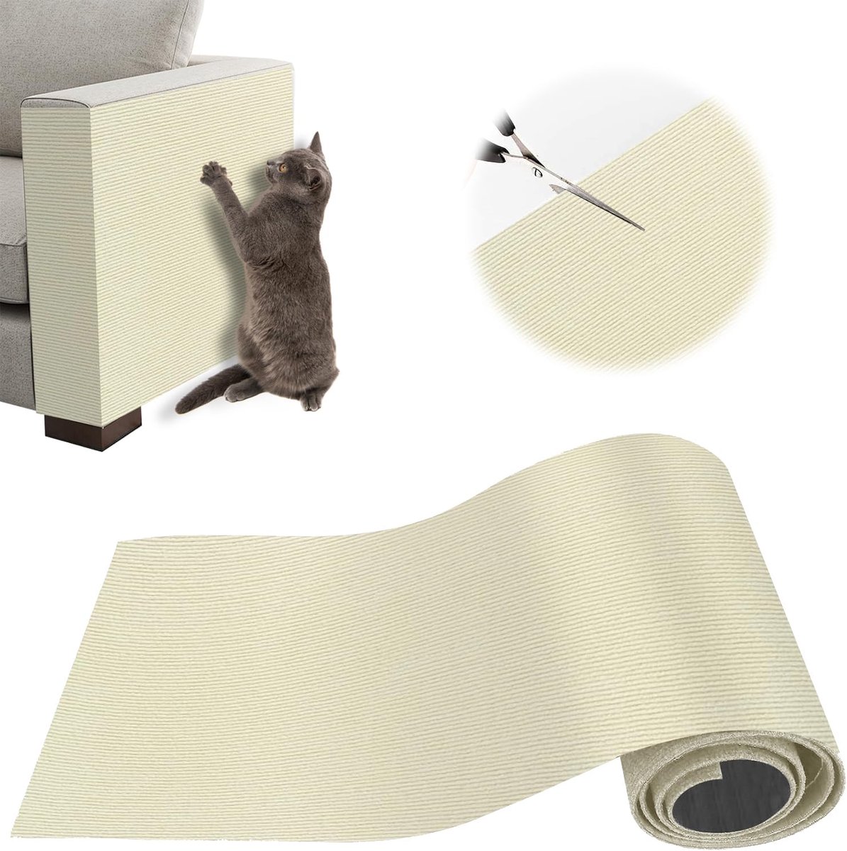 Krasbescherming voor katten, zelfklevend, 200 x 40 cm, herbruikbaar en op maat te snijden, ideaal voor banken, meubels en muren, krabpaal, sisal en tapijt
