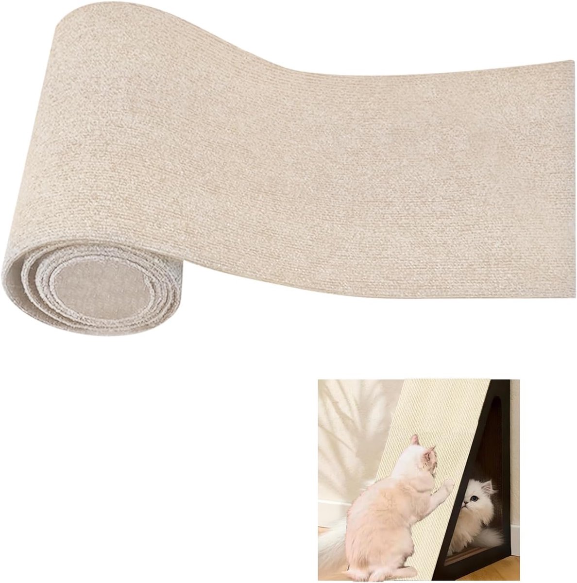 200 cm x 40 cm zelfklevende krabmat kat, doe-het-zelf krabplank kat, krasbescherming bank, kat, krabmat, anti-kras tape voor kattenstandaard, houten handvat, kattentoren
