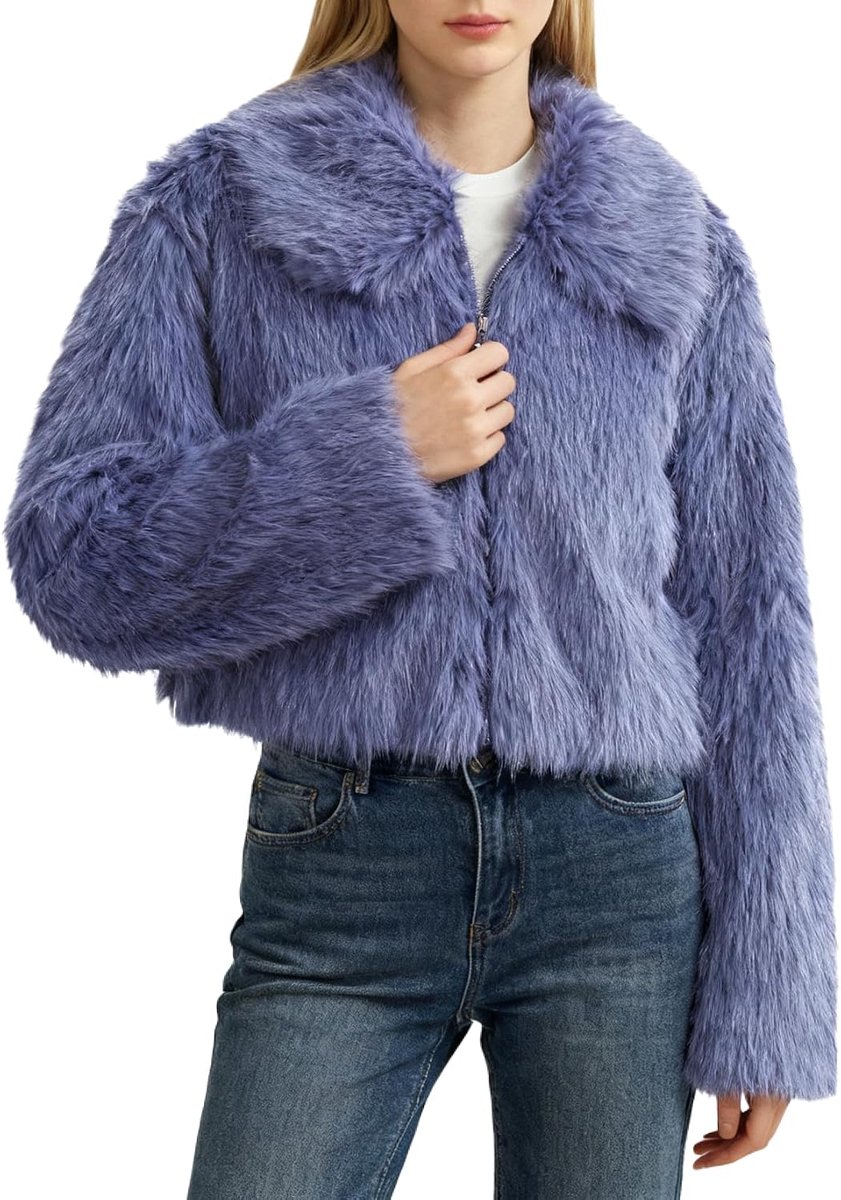Bontjas voor dames, bontjas kunstbont jas imitatiebont mantel bontjas, korte pluche jas winterjas jassen, faux fur jas met ritssluiting en zakken