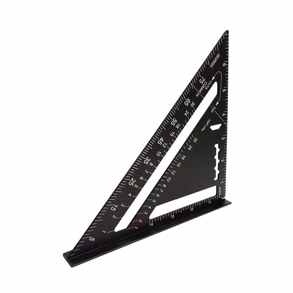 7 inch Speed Square, roestvrij staal keizerlijke driehoek liniaal gradenboog, bouwers schrijnwerkers lay-out tool voor hoek meten markering (zwart)
