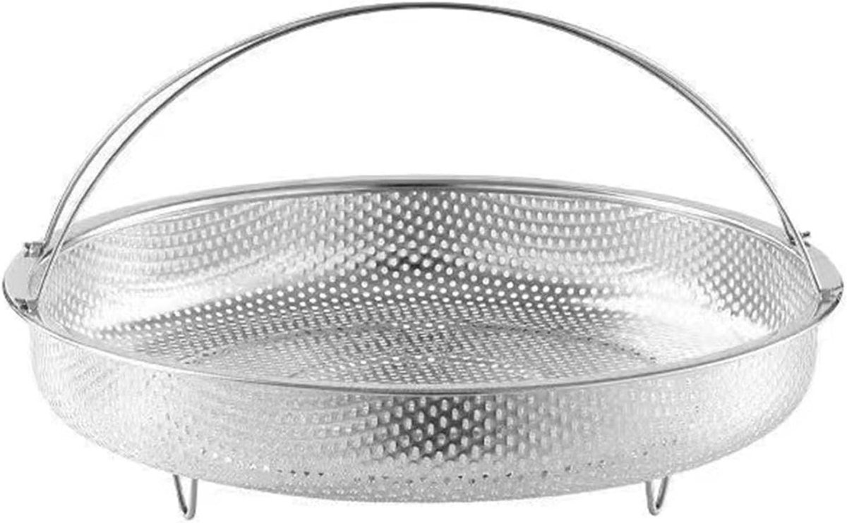 Universele Stoommand, 22.5 Cm Ronde Stalen Stoommand voor Groenten, Geschikt voor Verschillende Pannensets en Stoomkoken