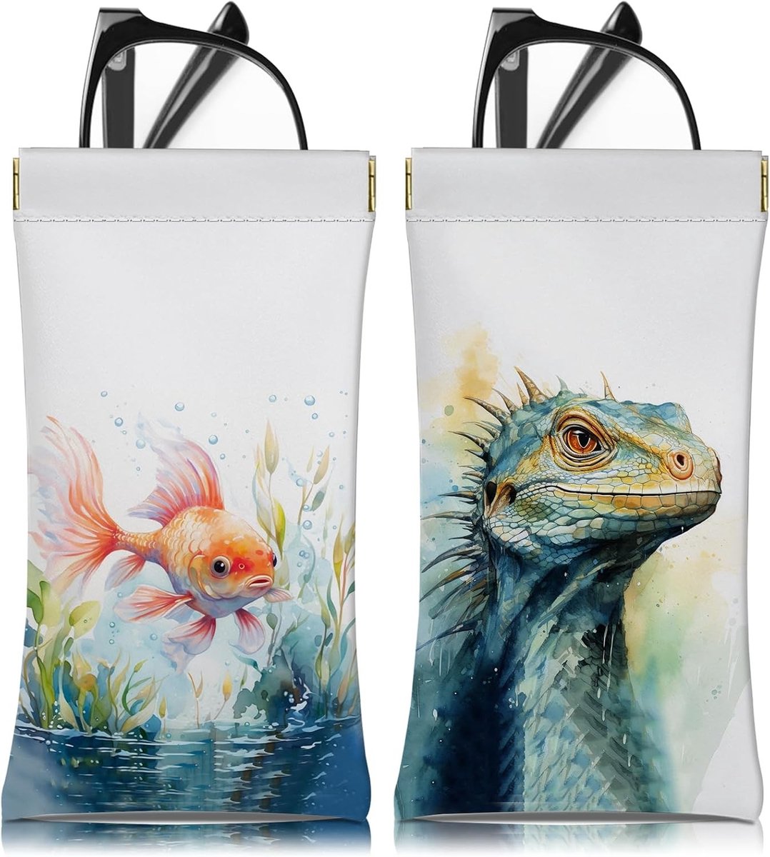 Set van 2 Zachte PU Leren Zonnebril Etuis met Schoonmaakdoek - Stijlvol en Praktisch voor Jongens en Mannen