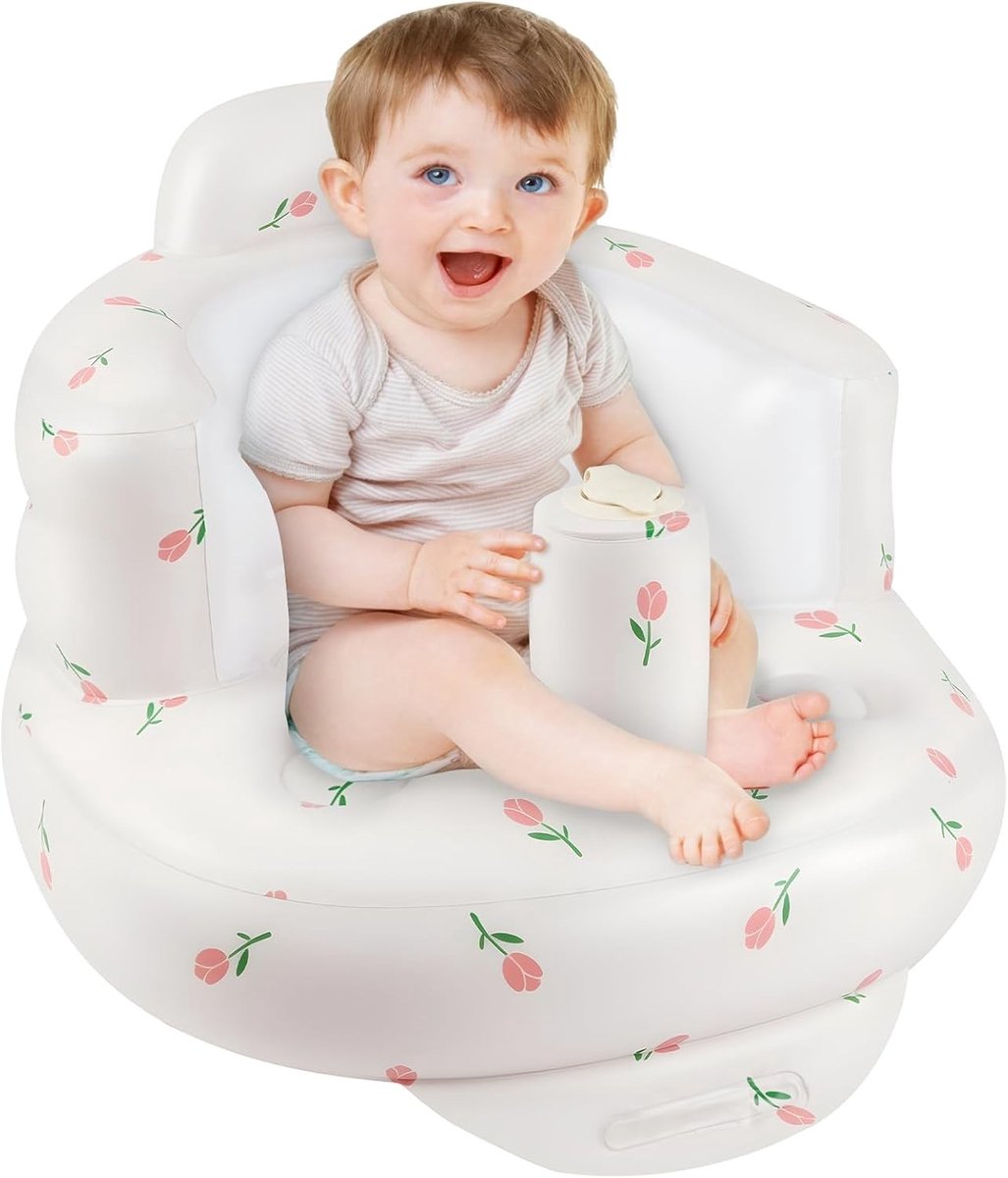 Opblaasbare Babystoel met Rugsteun, Comfortabel Baby Sofa voor Kinderen vanaf 3 Maanden, Ideaal voor Binnen en Buiten Gebruik
