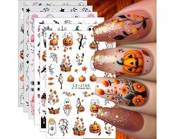 6 stuks- Nagelstickers- nagelstickers velletjes-nagelstickers halloween -Halloween decoratie-3D nagel stickers-Nagel Decoratie - Zelfklevend nageldecoratie- Voor Feestjes en Cosplay- Halloween Cadeau-Pompoen, spook, spin-DIY nagelkunst-Nail Decals