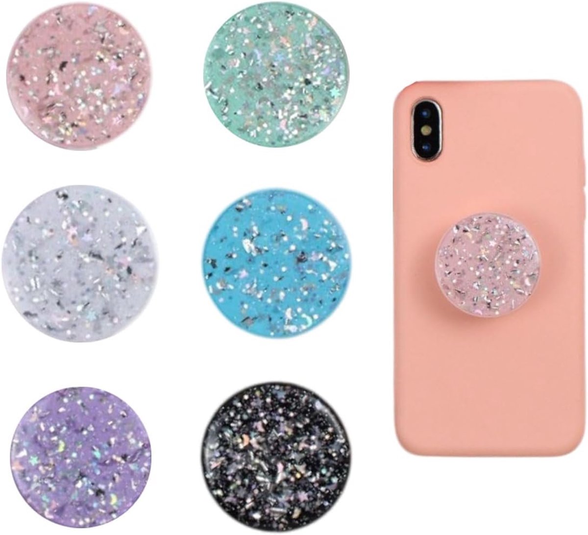 6 stuks smartphone-handgrepen, magnetische houder, smartphonegreep voor mobiele telefoon, hart, uittrekbare basis, accessoires voor handsfree gebruik, schaalbaar