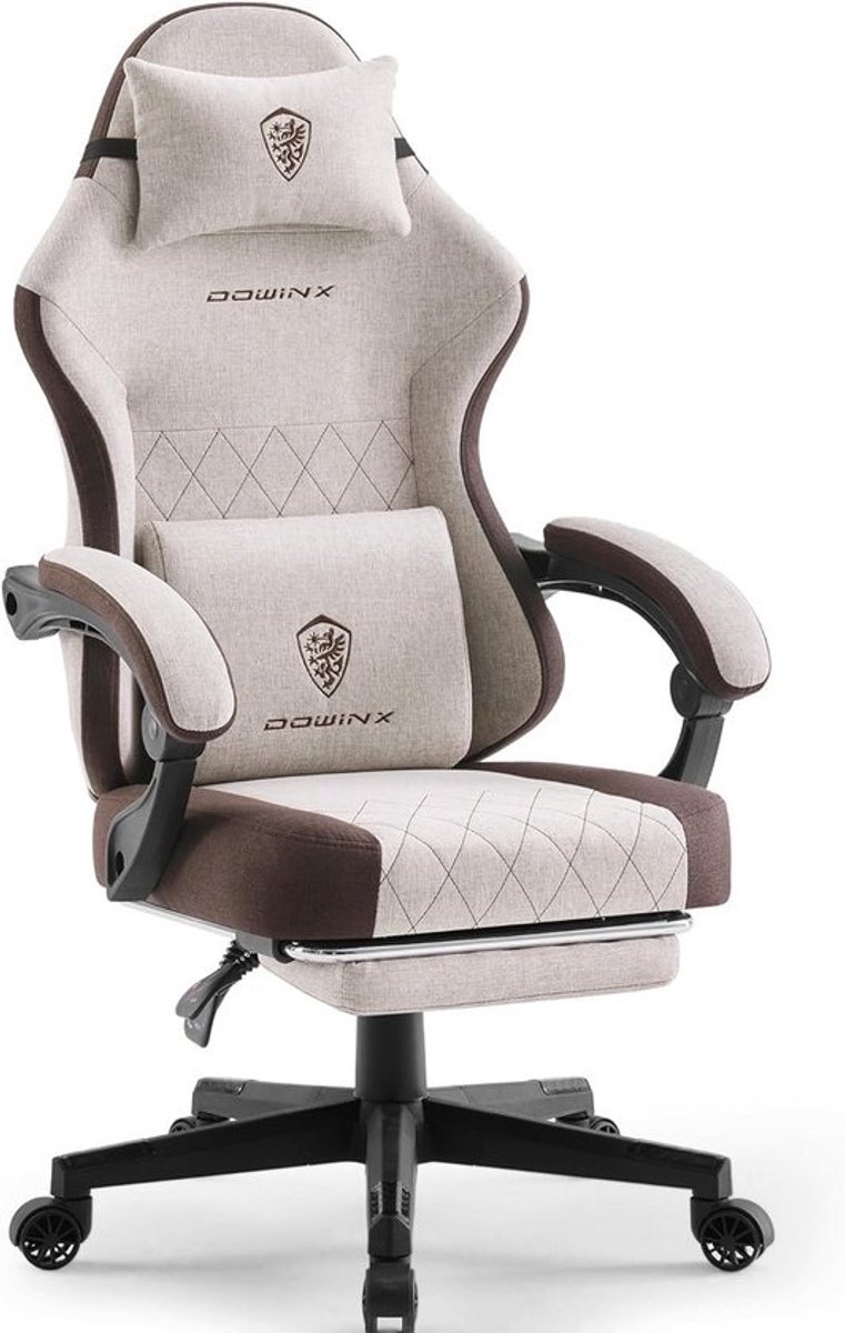 Ergonomische Gamingstoel Bruin met Lendesteun, Voetsteun en Veerkussen - Zware Kantoor Gamer Fauteuil tot 135 kg
