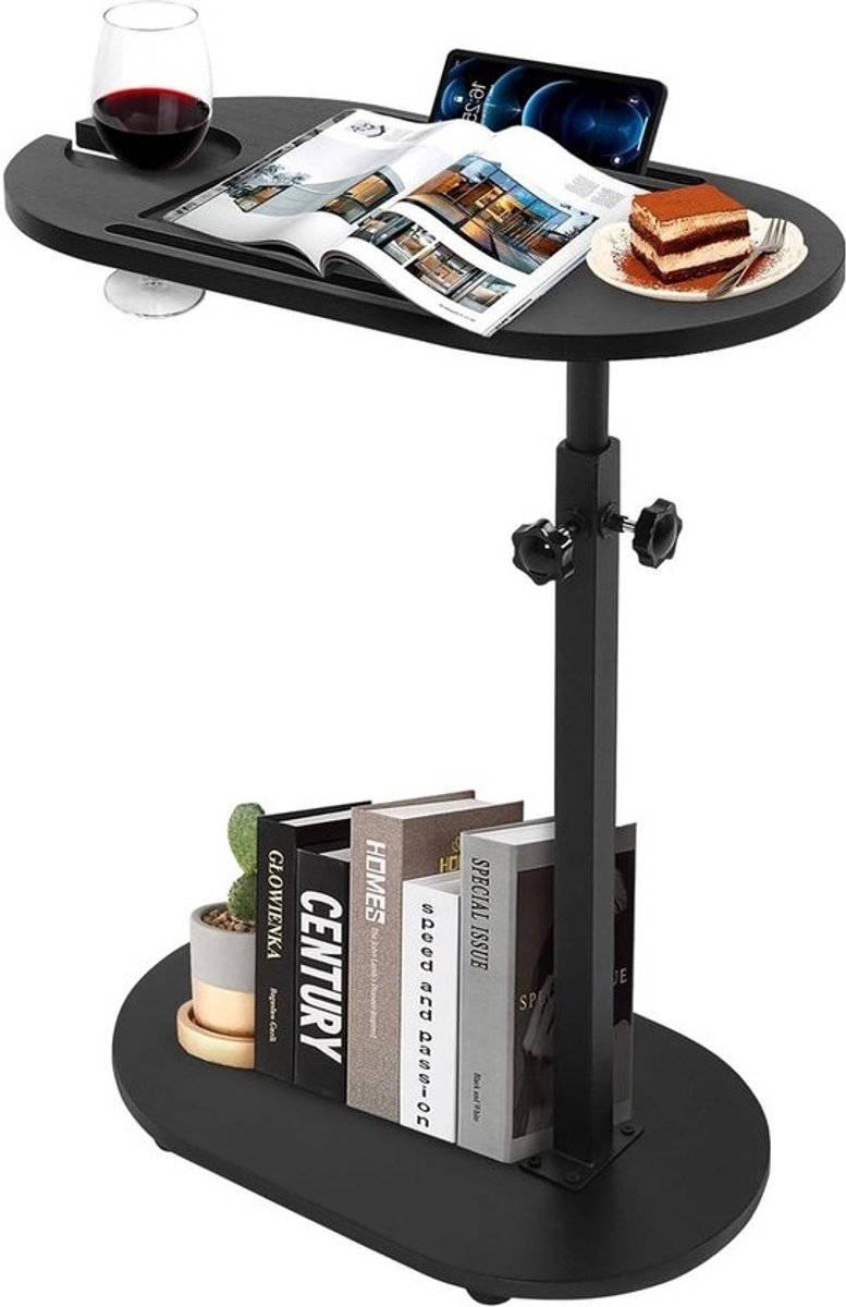 Bijzettafel C-vorm - Sidetable Sofa Tafel - Praktisch Gebruik - In Hoogte Verstelbaar - 43 x 30 x 5 cm