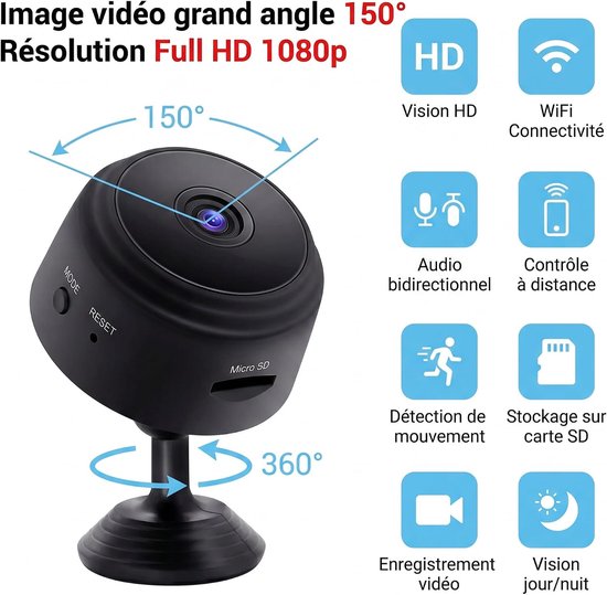 Draadloze WiFi-beveiligingscamera voor binnen en buiten 1080P - Bewegingsdetectie, nachtzicht, alarm, mini-binnencamera voor huis, tuin, kantoor — afbeelding 2
