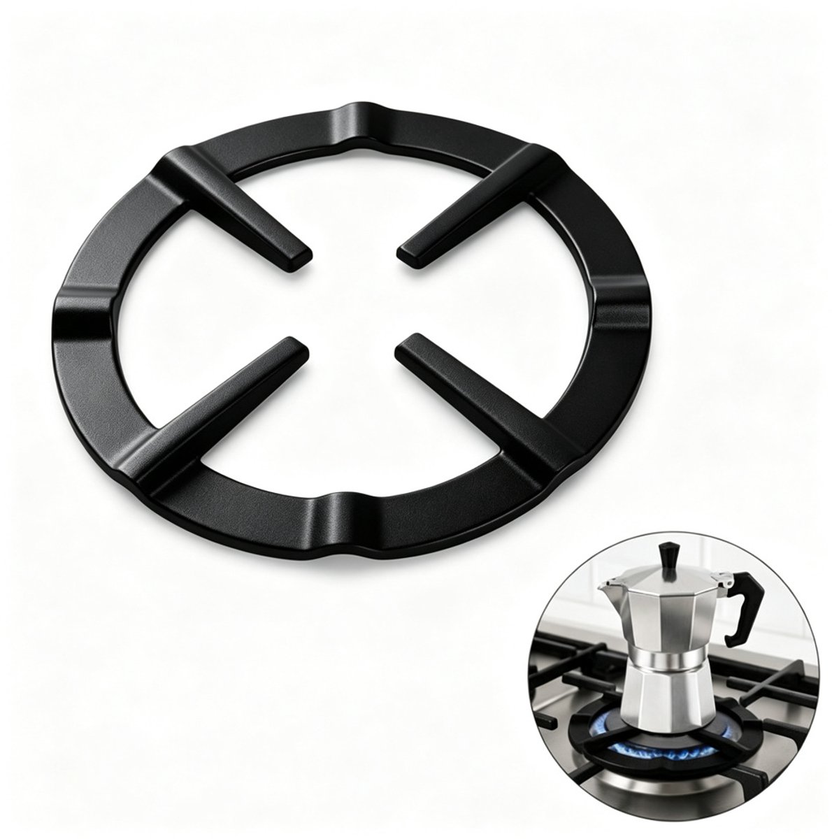 Gaspit verkleiner - Warmte Diffuser Houder Moka Pot - Rond - 13.3 cm - Perfect voor percolator - Vlamverdeler - Fornuis - Gasrek Koffiestandaard