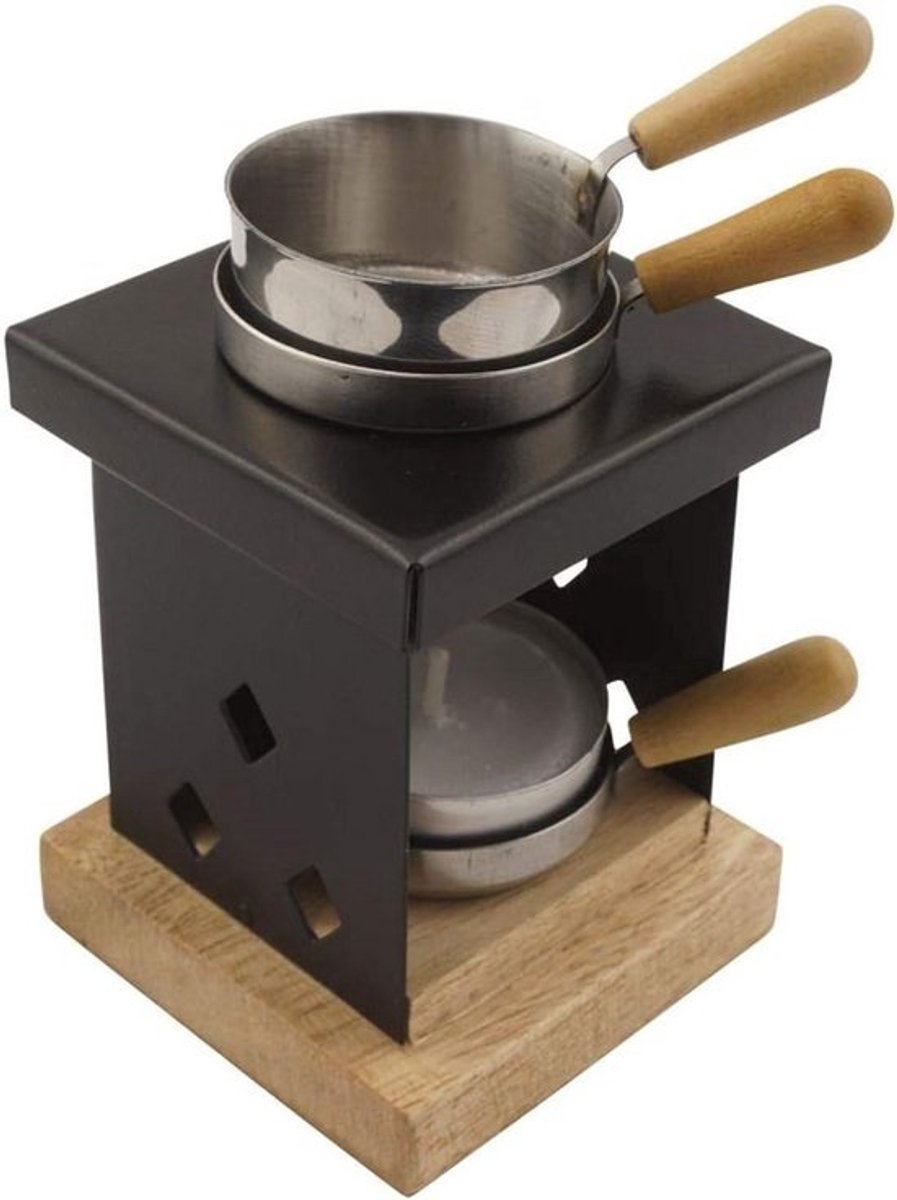 Stijlvolle Metalen Wierookbrander op Houten Sokkel voor Harsen en Kruiden - Compact Design