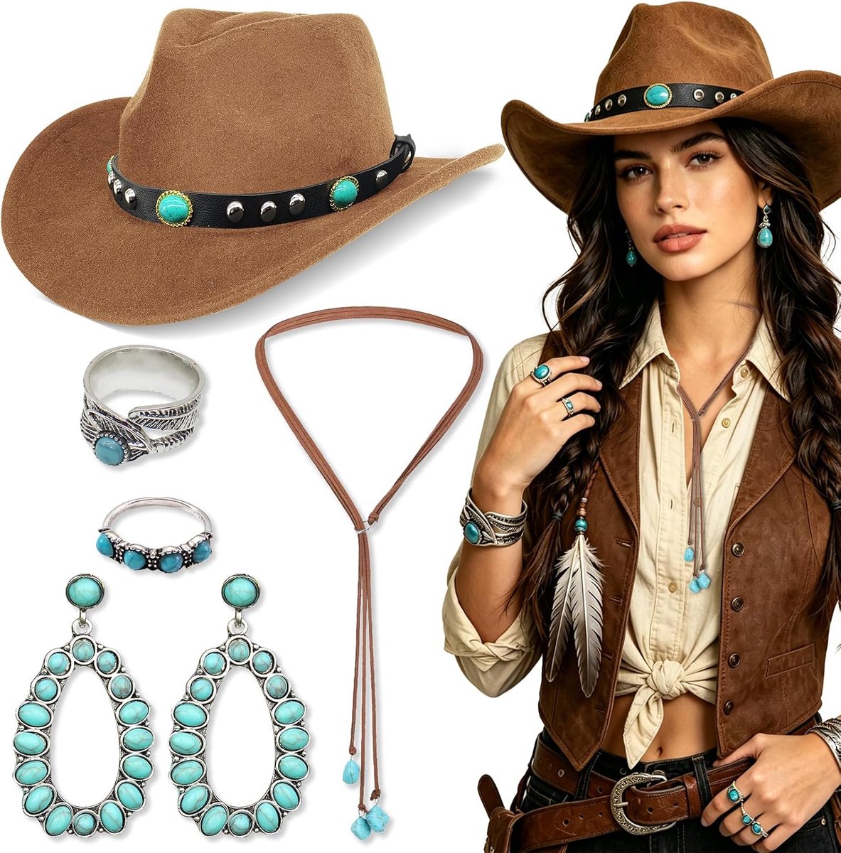 Cowboyhoeden voor dames, voor volwassenen, party, Halloween, carnaval, themafeesten