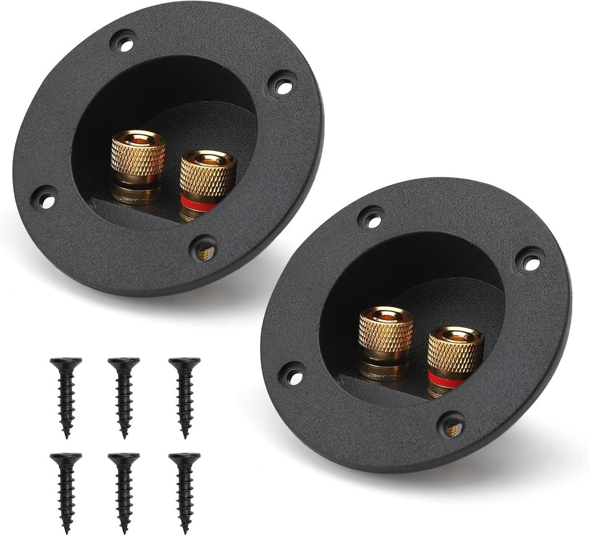 2 Stuks Zwarte 2-Weg Speaker Box Terminal Binding Post - Subwoofer Terminal Cup en Spring Plug voor Geluidsinstallaties