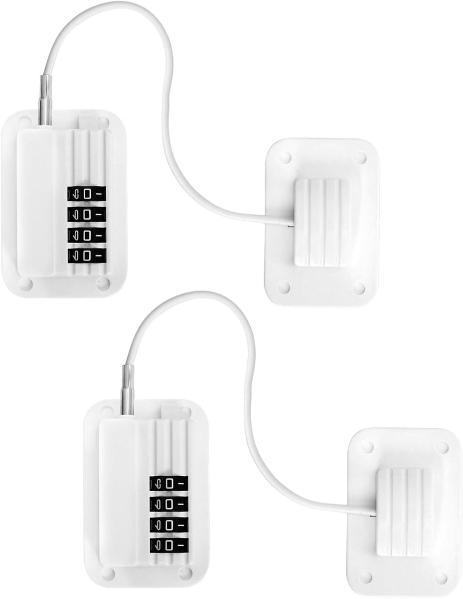 Set van 2 Veiligheidsloten voor Koelkast en Kast met Combinatieslot, Geen Boren Nodig, Ideaal voor Deuren, Ramen en Lades