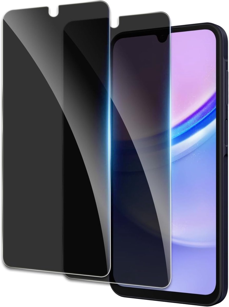 Displaybeschermfolie voor Samsung Galaxy A15 / A25 inch, displaybeschermfolie van gehard glas, anti-spy-film, hardheidsgraad 9H, anti-vingerafdruk, luchtbelvrij, ultra-robuust, kristalhelder,