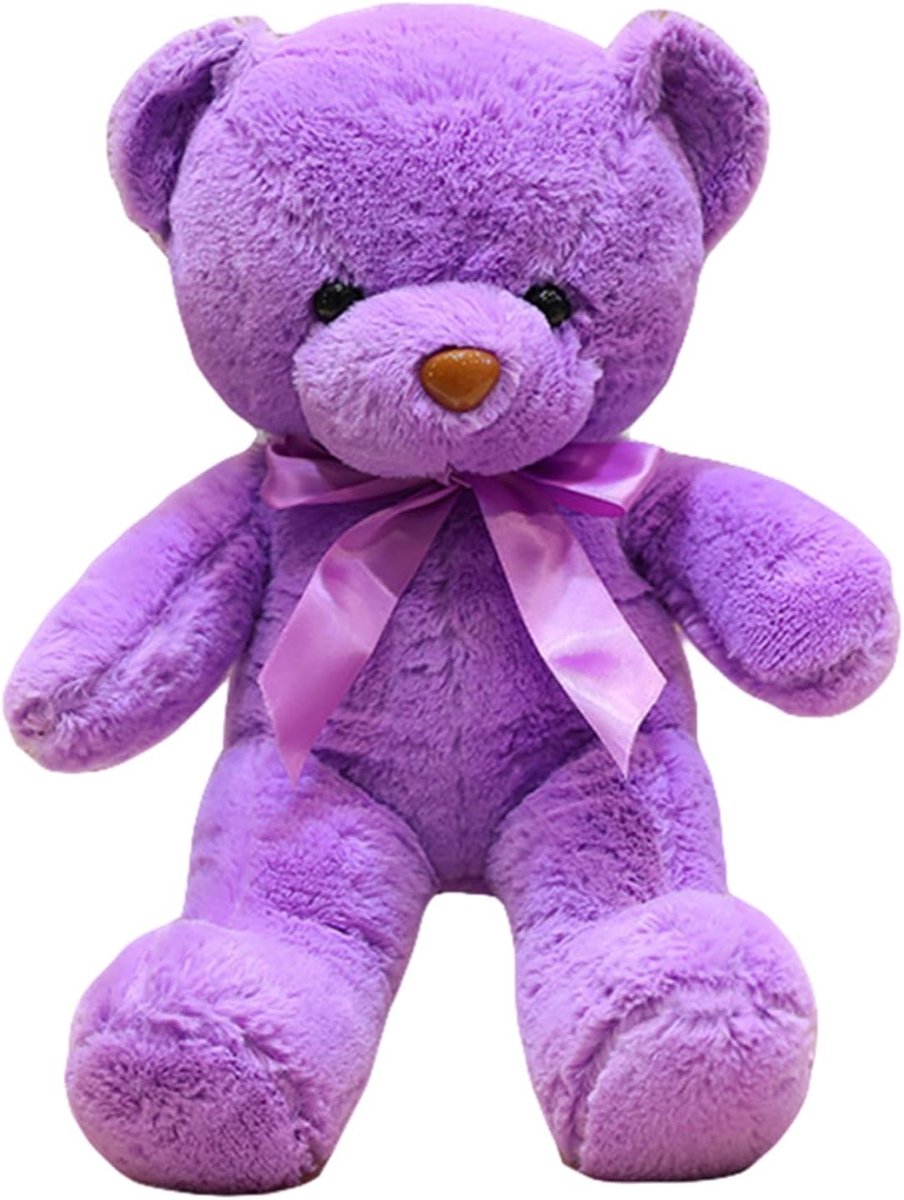 Pluche dier knuffeldier zachte vacht teddybeer Valentijnsdag kinderdag cadeau (paars, 30 cm)