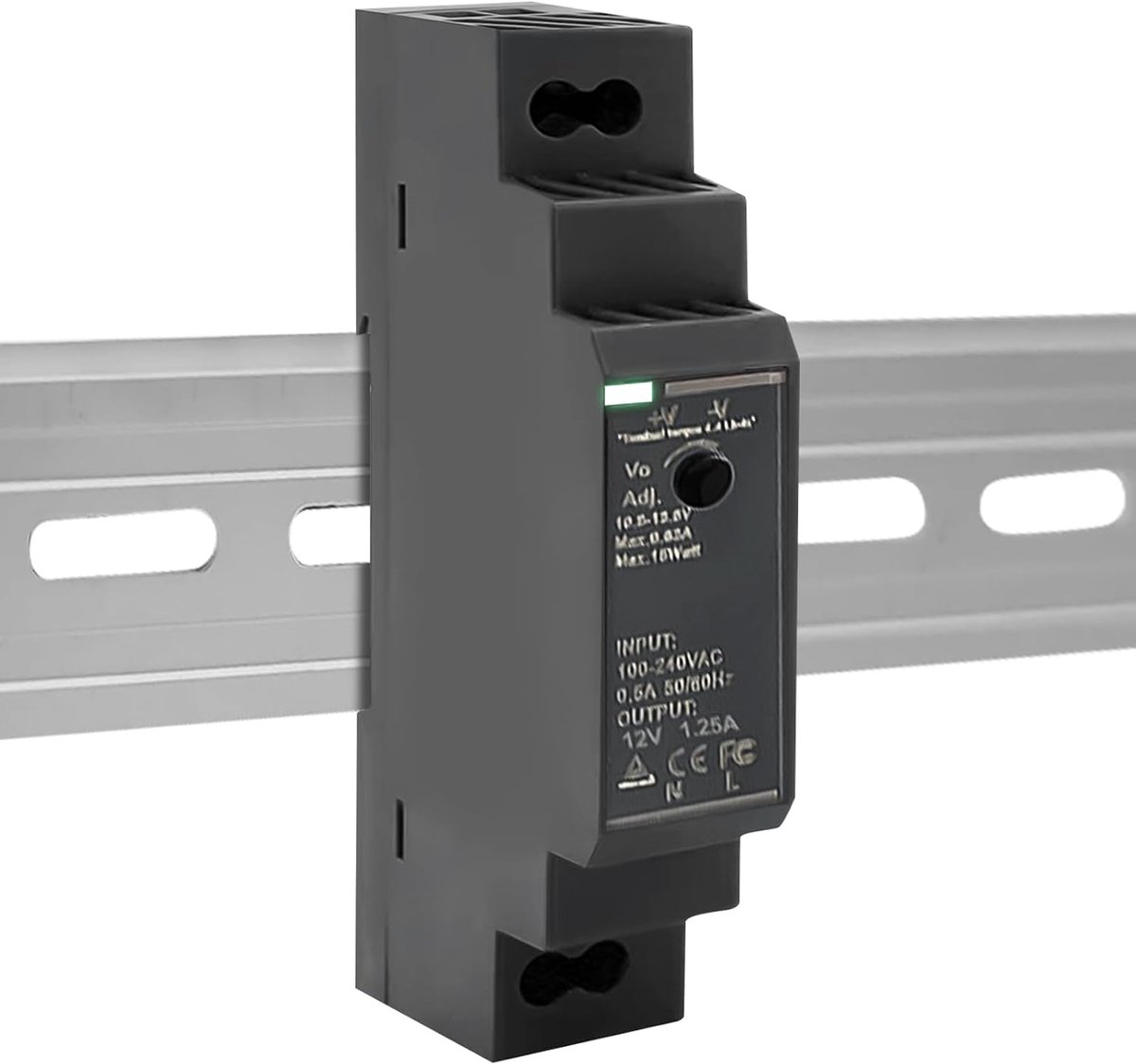 Voeding 12 V: 12 V DC 15 W 1,25 A, HDR-15-12 - DIN-rail - Transformator voor industrieel automatiseringssysteem