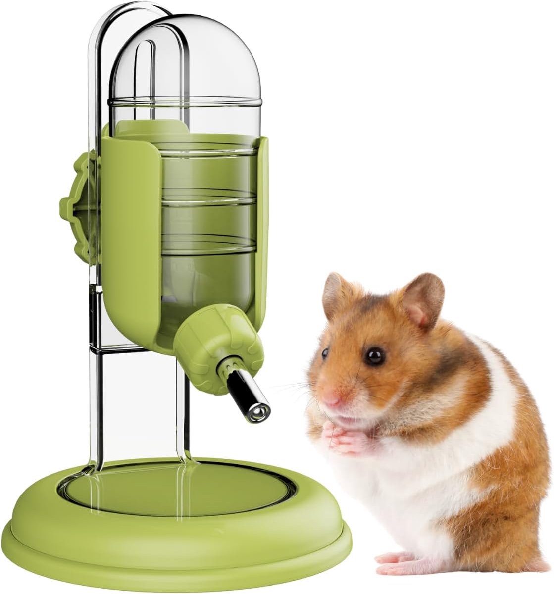 Hamsterwaterfles met standaard, waterdispenser voor Syrische dwerghamsters, gerbils, muizen, ratten, degus (Groen, 120ml)