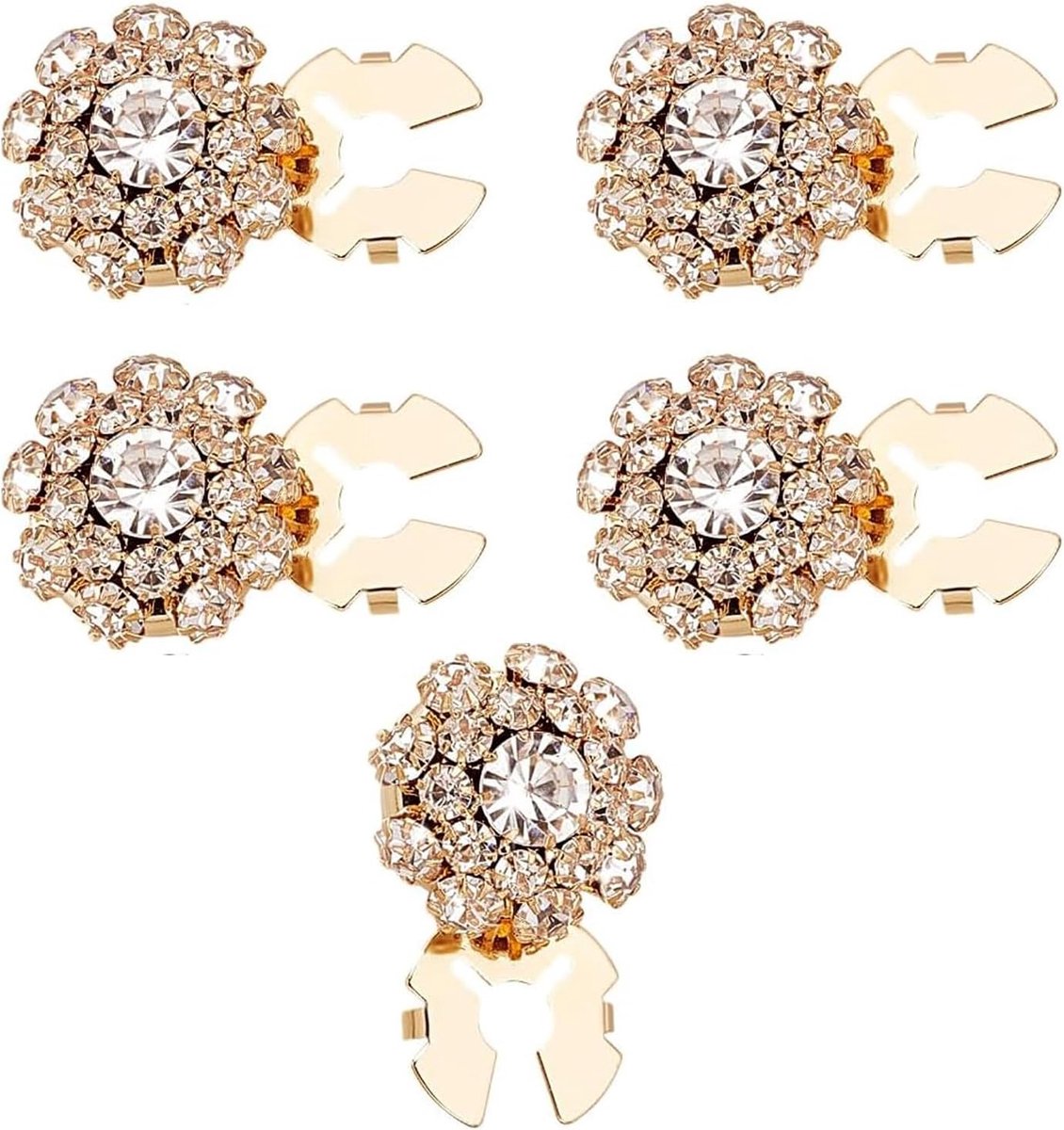 5 stuks strass-knopbedekkingen, kristallen manchetknopen, afneembare strass-knopen, knopen voor mouwen en bloemen, decoratieve manchetten, jurken, smoking, overhemden, rokken