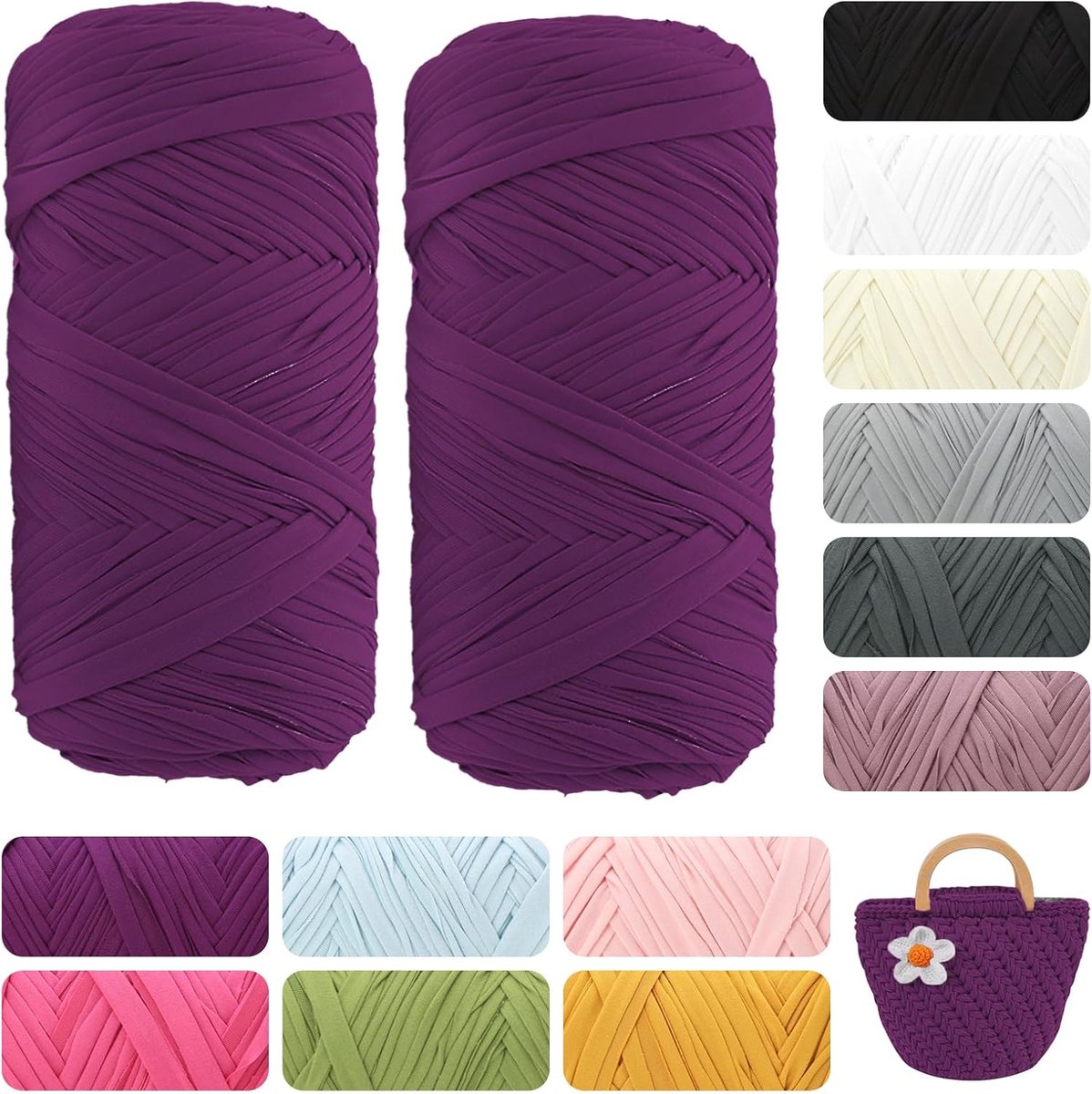 400 g, katoen, zacht, voor haken, breien en macramé, duurzaam garen voor manden, tassen, tapijten en woondecoratie, knutselgaren voor beginners en professionals